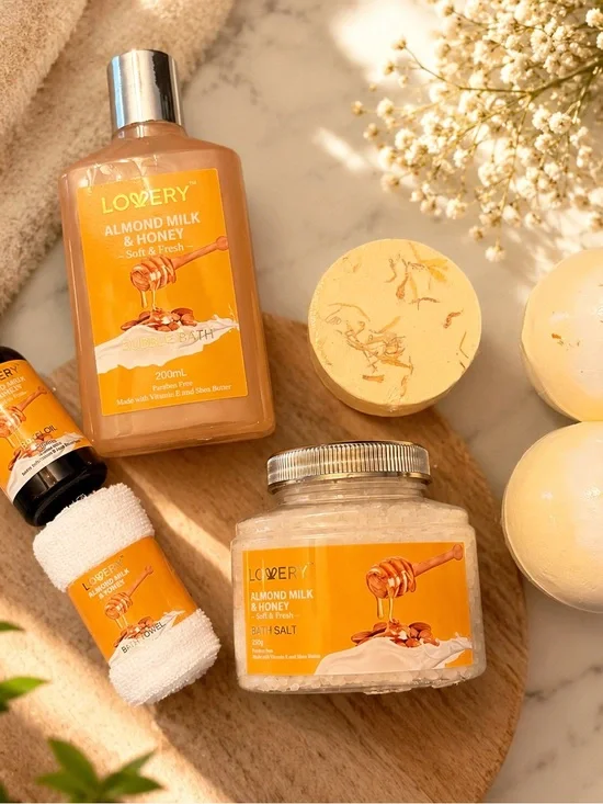 Lovery Almond Milk & Honey Bath Soak Set — Honey Yellow