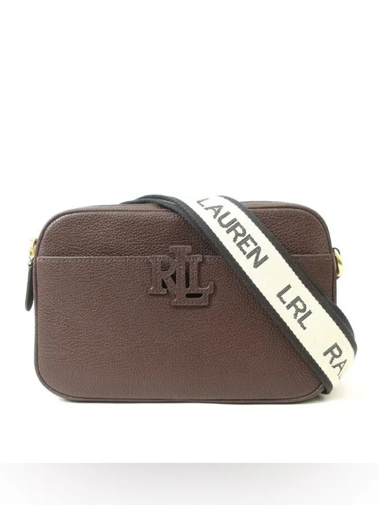 RALPH LAUREN Leather Shoulder Bag, Dark Brown