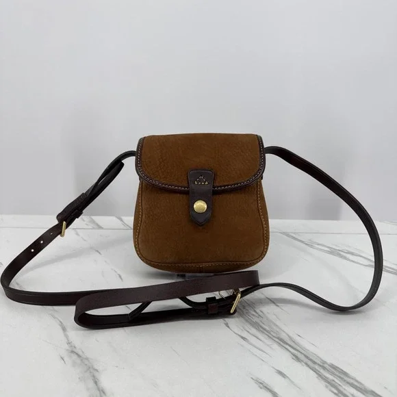 Dooney & Bourke Brown Pebbled Crossbody Flap Bag Small Luxury Nubuck Designer