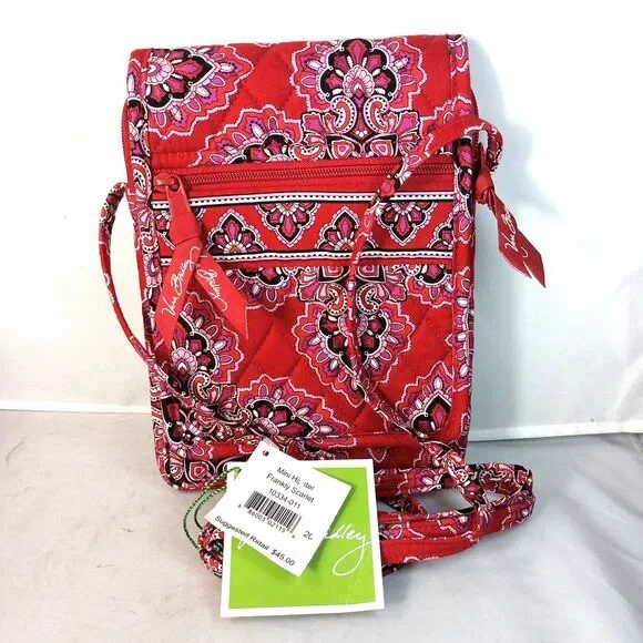 Retired Vera Bradley Frankly Scarlet Mini Hipster Crossbody Quilted Bag
