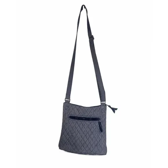Vera Bradley Hipster Crossbody Blue Gray Quilted Floral‎ Purse Y2K Coquette