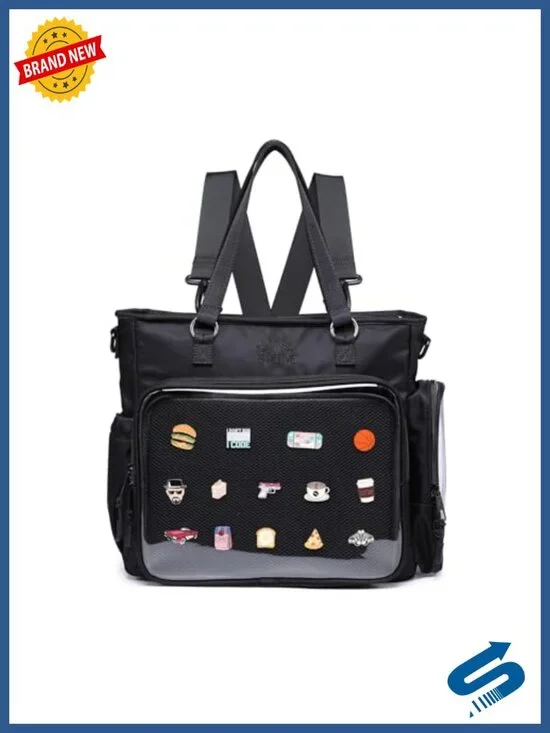 3-in-1 Ita Bag Pin Display Crossbody Backpack Nylon Laptop Compartment Anime
