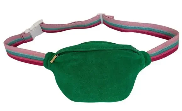 Shiraleah Sol Green Stripe Terry Cloth Fanny Pack Belt Bag Crossbody Adjustable