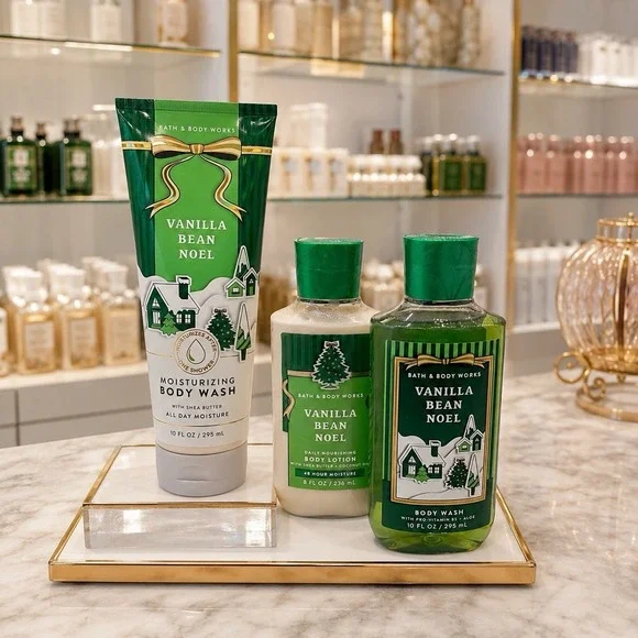 NEW Bath & Body Works Vanilla Bean Noel Lot of (2) Body Wash and (1) Lotion
