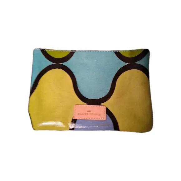 Elaine Turner Colorful Leather Modern Satchel Travel Cosmetic Bag‎