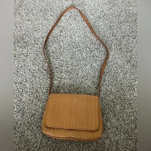 Fossil Tan Woven Straw Shoulder Bag‎