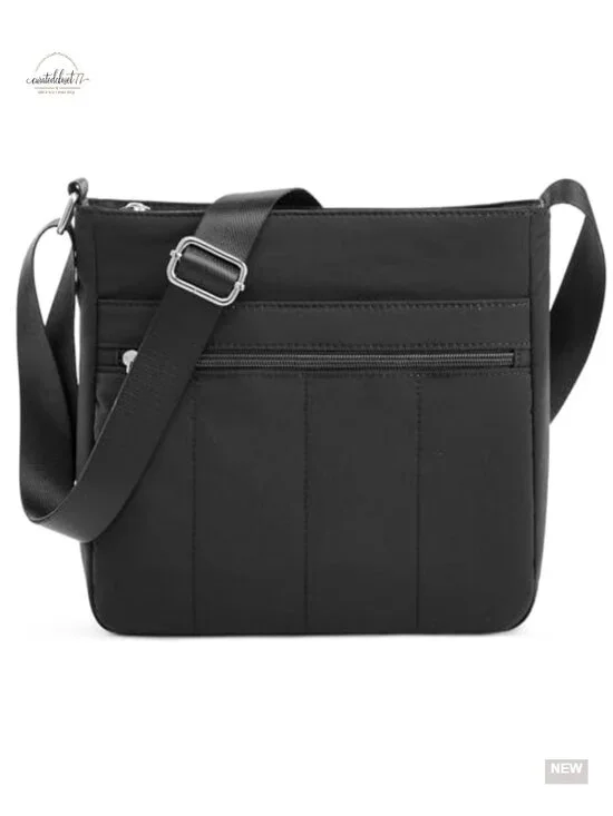 Medium Lightweight Nylon Crossbody Bag with Quilted Design - Adjustable Strap