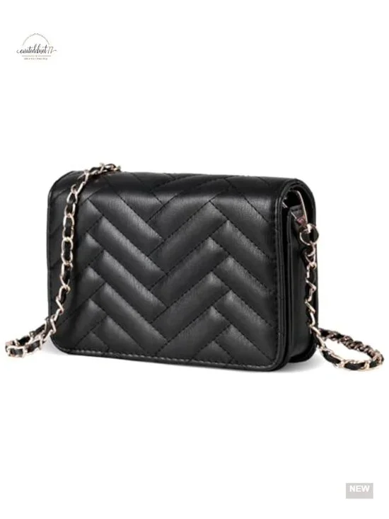 Quilted Crossbody Bag with Credit Card Slots, Vegan Leather