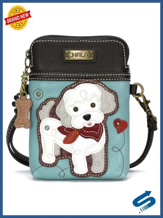PU Leather Canvas Cell Phone Crossbody Purse with Adjustable Strap