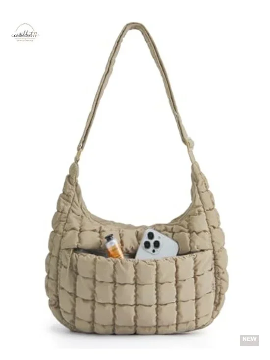 Quilted Crossbody Bag for Women, Travel Hobo Shoulder Bag Fits iPad
