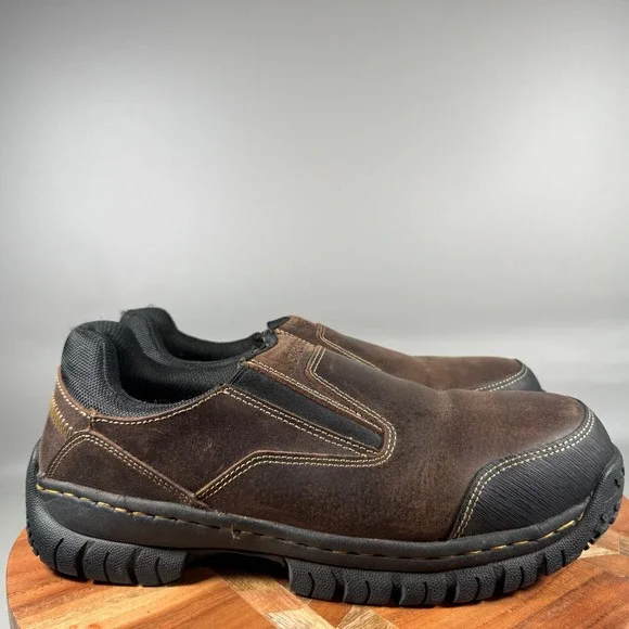 Skechers Mens Relaxed Fit Steel Toe Slip On Work Shoes Brown 77066 Size 10.5 M