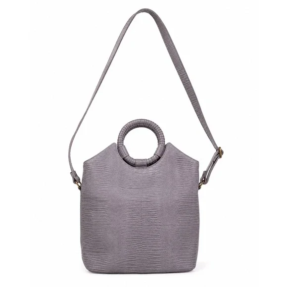 Anthropologie Vintage Y2K Gray Lizard Embossed Handle Shoulder Crossbody Bag