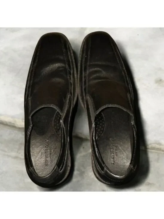 Kenneth Cole Black Leather Loafers Slip On Mens Size 10.5 10-1/2