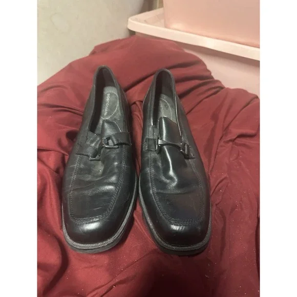 bostonian flexlite mens shoes Size 12m Black Leather Loafer Slipon Comfy Dress‎