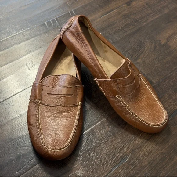 Polo Ralph Lauren‎ Telly II Brown Leather Slip On Loafer Size 9 Men