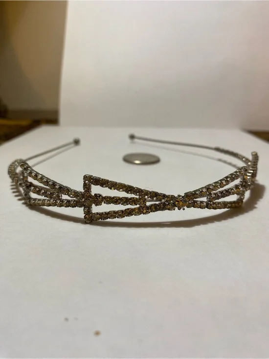 Crystal Bow Accent Headband in Bronze Tone