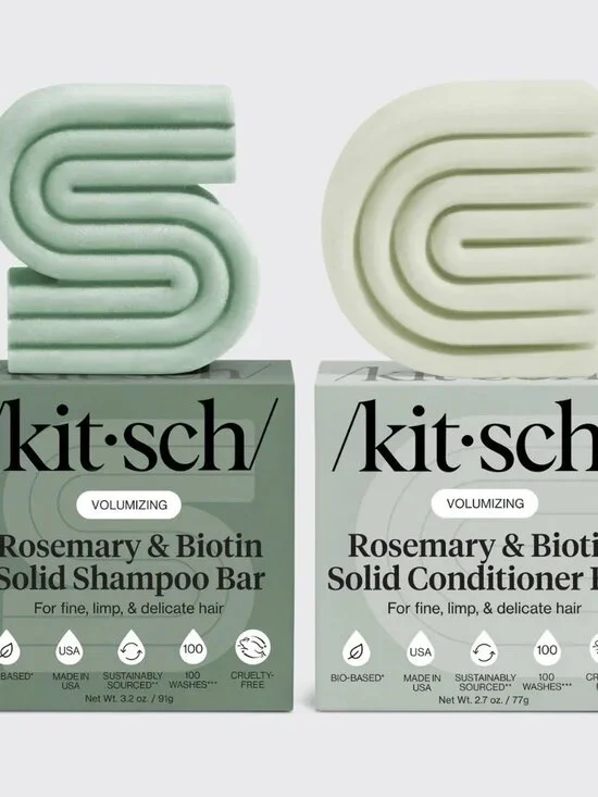 Kitsch Rosemary Biotin Volumizing Thickening Shampoo Conditioner Bar Set New