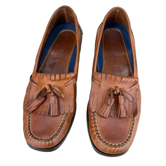 Bostonian Stadium Mens Tan Leather Tassel Kiltie Loafers Size 9 M 21623 Brazil
