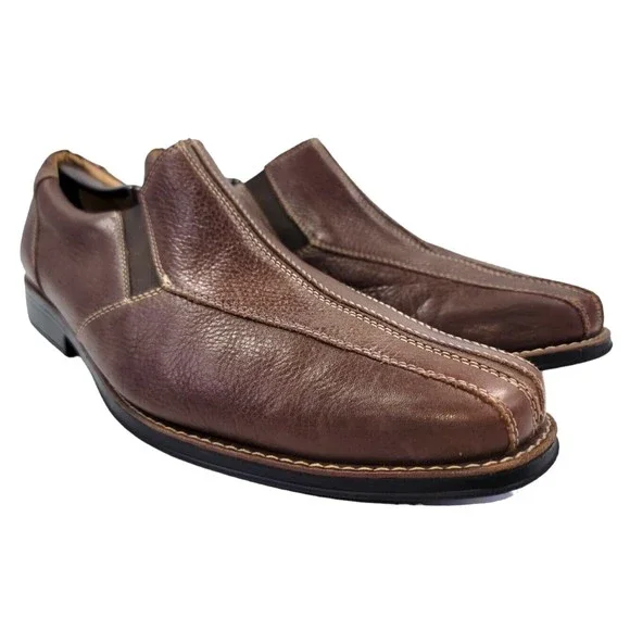Sandro Moscoloni Men’s Brown Pebbled Leather‎ Loafer Slip-ons Size 14 D
