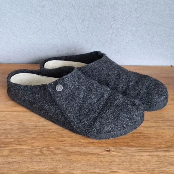 Birkenstock Zermatt Slippers Men Wool Felt Shearling Charcoal EU 45 US 12