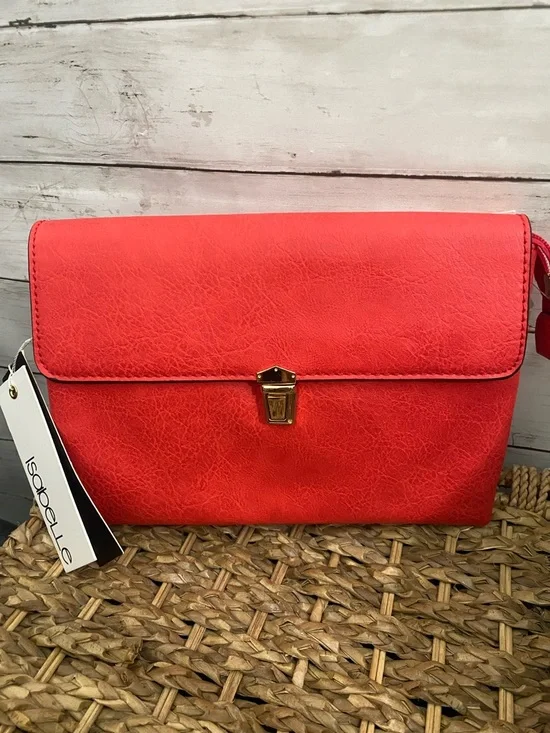 Isabelle Bright Orange/Red Faux-Leather Crossbody‎ Clutch NWT❗️