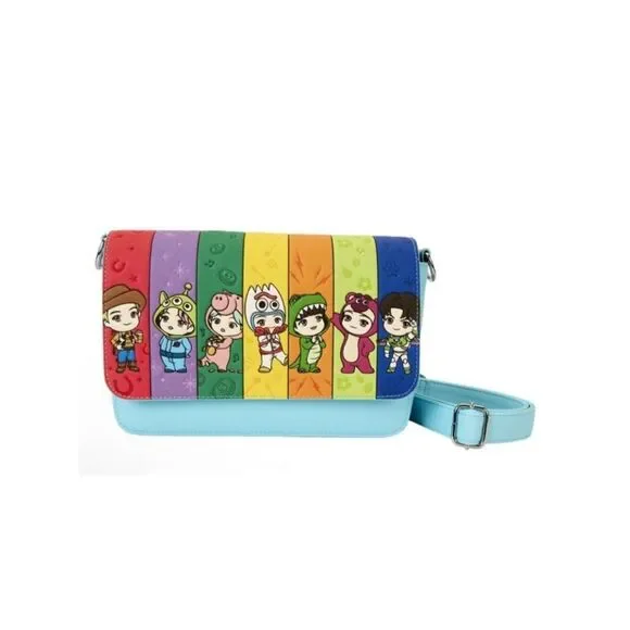 Loungefly Toy Story Tiny Tan Crossbody Bag Forky Woody Buzz Rex Alien Hamm NWT