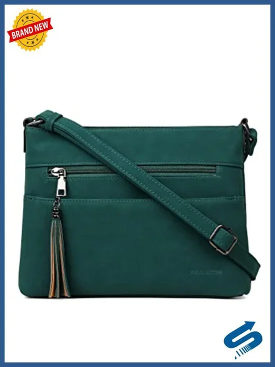 Lightweight Crossbody Bag with Tassel, Faux Leather Shoulder Purse, Medium