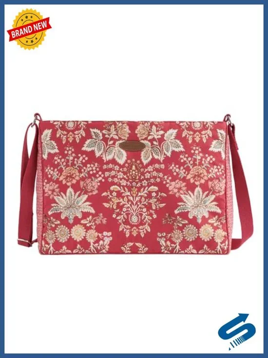 Cotton Canvas Crossbody Bag Adjustable Shoulder Strap Zippered Pockets
