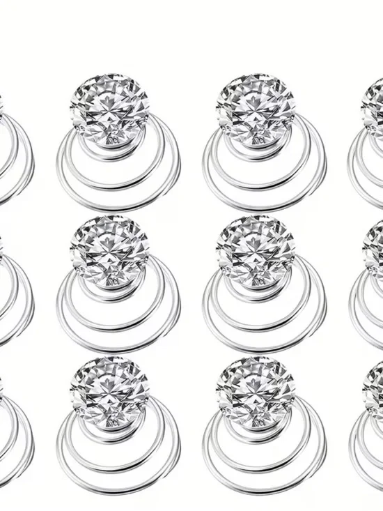 Classic Crystal Stud Drop Earrings - Silver