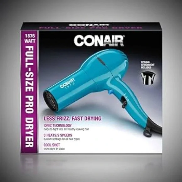 Conair 1875 Watt‎ Full-Size Pro Hair Dryer Teal Ionic Ceramic 225P