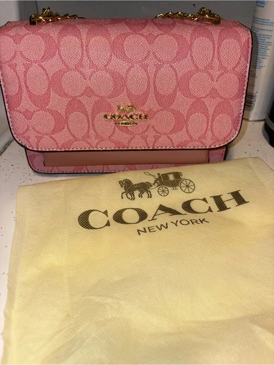 Coach Pink Signature Crossbody with Gold Hardware