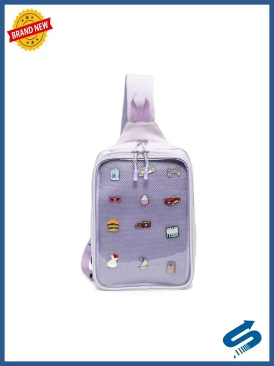 Canvas Nylon Sling Ita Bag Pin Display Chest Crossbody Padded Strap