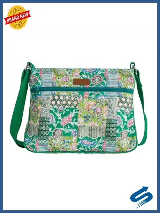 Cotton Canvas Crossbody Bag with Zip Top, Adjustable Strap, Lightweight Travel