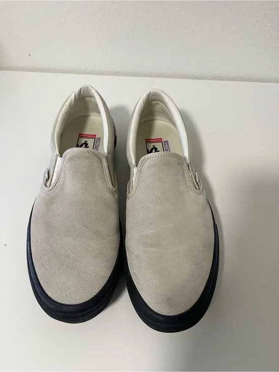 Vans Slip-On Suede Loafers - Light Beige with Black Sole Size 11
