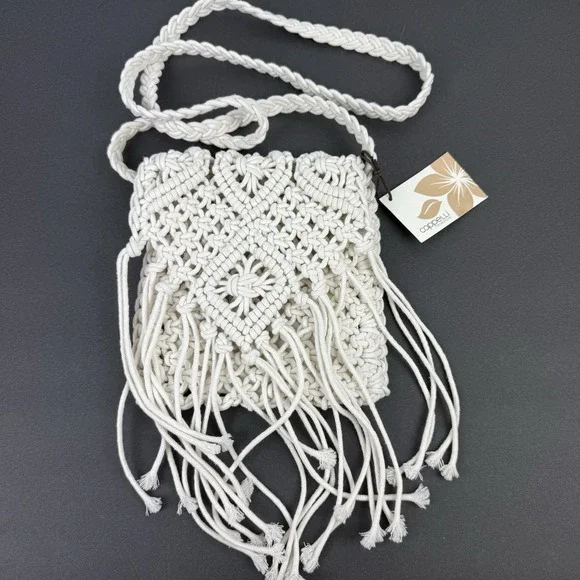 Cappelli Macrame Crossbody Bag Fringe Boho Chic Festival Woven‎ Handbag New