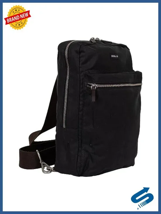 Organic Waxed Cotton Canvas Sling Bag with Laptop Sleeve