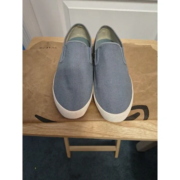 SeaVees Mens Baja Slip On Classic Sneakers Size 10.5 Blue Mirage  Linen Canvas