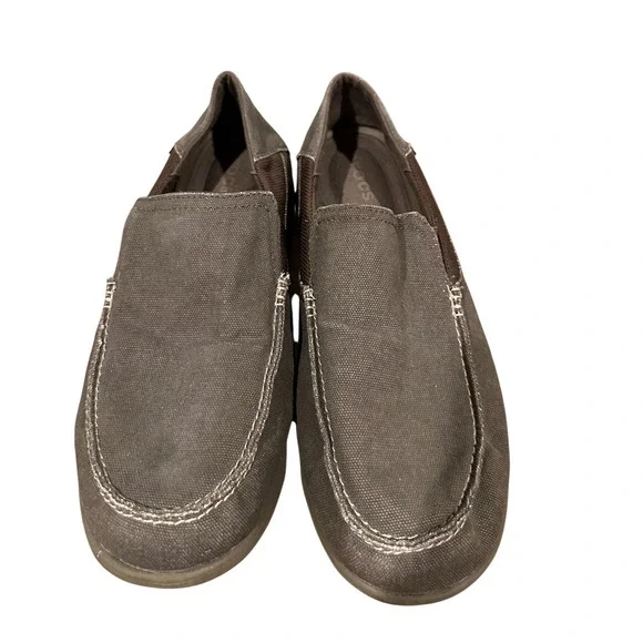 Crocs Santa Cruz Canvas Slip On Loafers Mens Size 12 Gray Casual Comfort Shoes