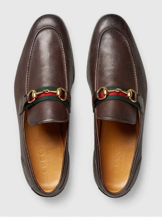 Men’s Gucci Brown Leather Horsebit Loafers Size 8 1/2