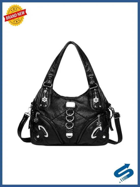 Spacious Crossbody Bag with Multi Pockets PU Leather Tote Hobo Purse Versatile