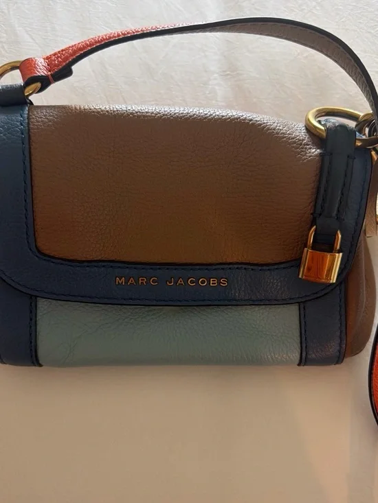 Marc Jacobs Multi-Color Leather Shoulder Bag - Brown, Blue & Orange