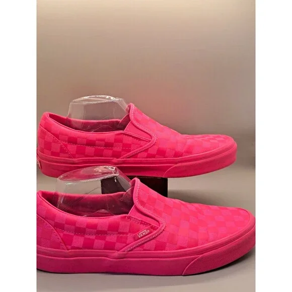 VANS Mens Slip-On Checkerboard Sneaker Pink Canvas US 9 Women's 10.5
