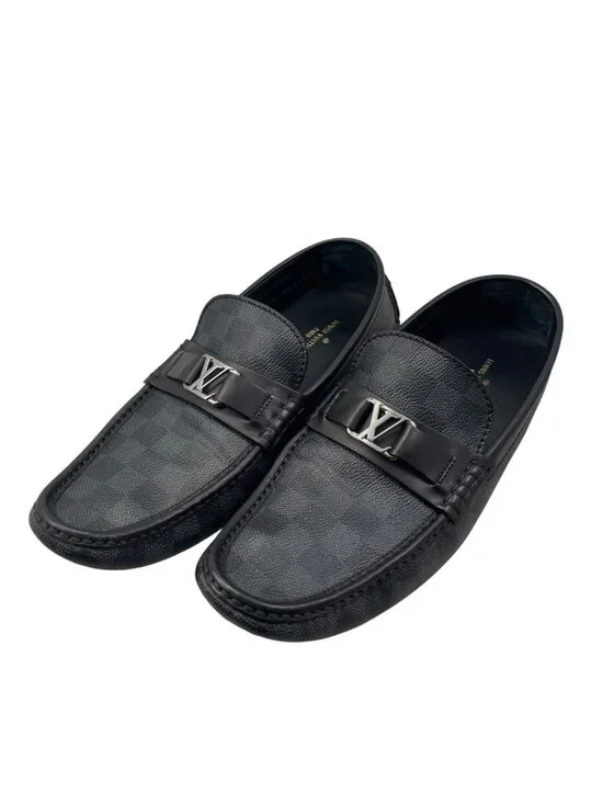 Louis Vuitton Loafers Hockenheim Line 9 Damier Leather Black