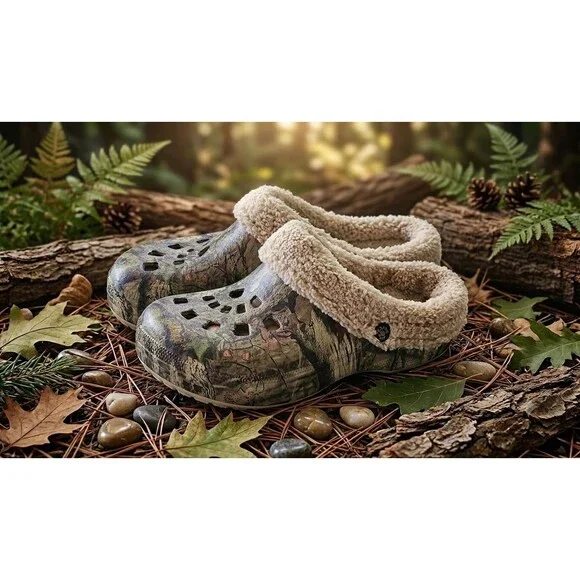 Dawgs Men’s 10/11 Fleece Lined Mossy Oak Camo Clogs NWT Warm Comfort Slip On