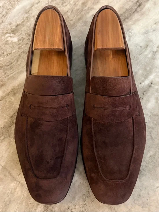 Ermenegildo Zegna L’Asola Dark Brown Suede Loafers Shoes 9  /US 10 Moc Slipper