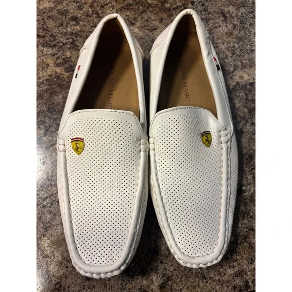 Bruno Marc Mens BUSH-02 Perforated Driving Loafers White Size 8.5 Slip On Shoes