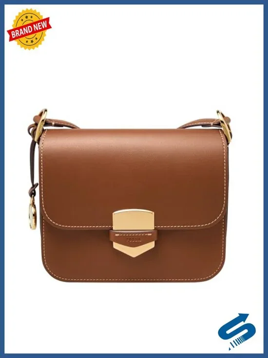 Genuine Leather Small Flap Crossbody Bag with Multiple Pockets