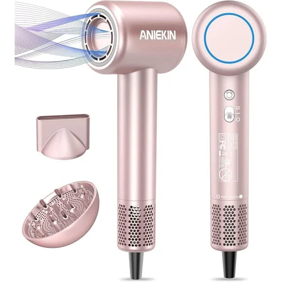 ANIEKIN High-Speed Ionic Hair Dryer Brushless Motor Diffuser Pink New in Box