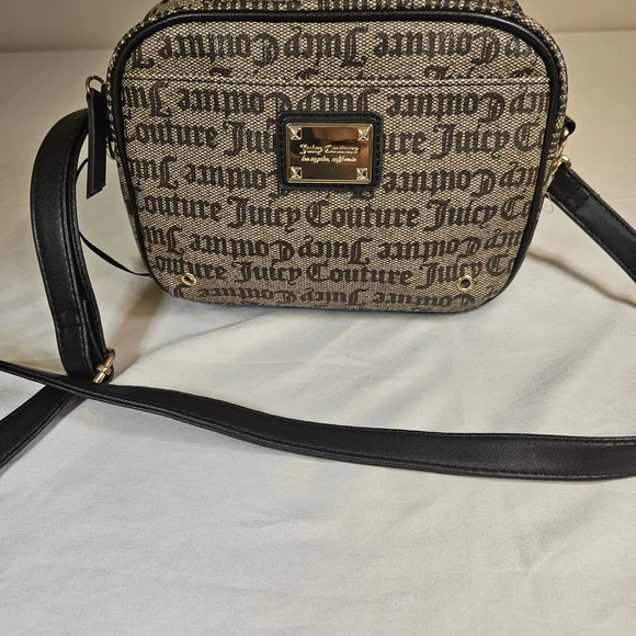 Y2k‎ Juicy Couture Tan Logo Crossbody with Black Trim and Gold Plate