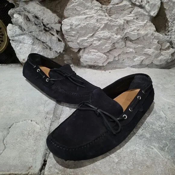 Brooks Brothers Mens Black Suede Driving Moccasin Loafers Slip On 11.5